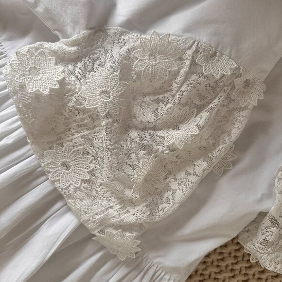 Zara White Lace-Sleeve Peplum Top Size S - Coquette Feminine Chic - Picture 6 of 9